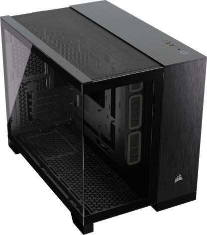 CORSAIR 2500X Small-Tower mATX Dual Camera PC Case - Panoramic Tempered Glass - Reverse Connection Compatible with Motherboard - No Fans Included - White