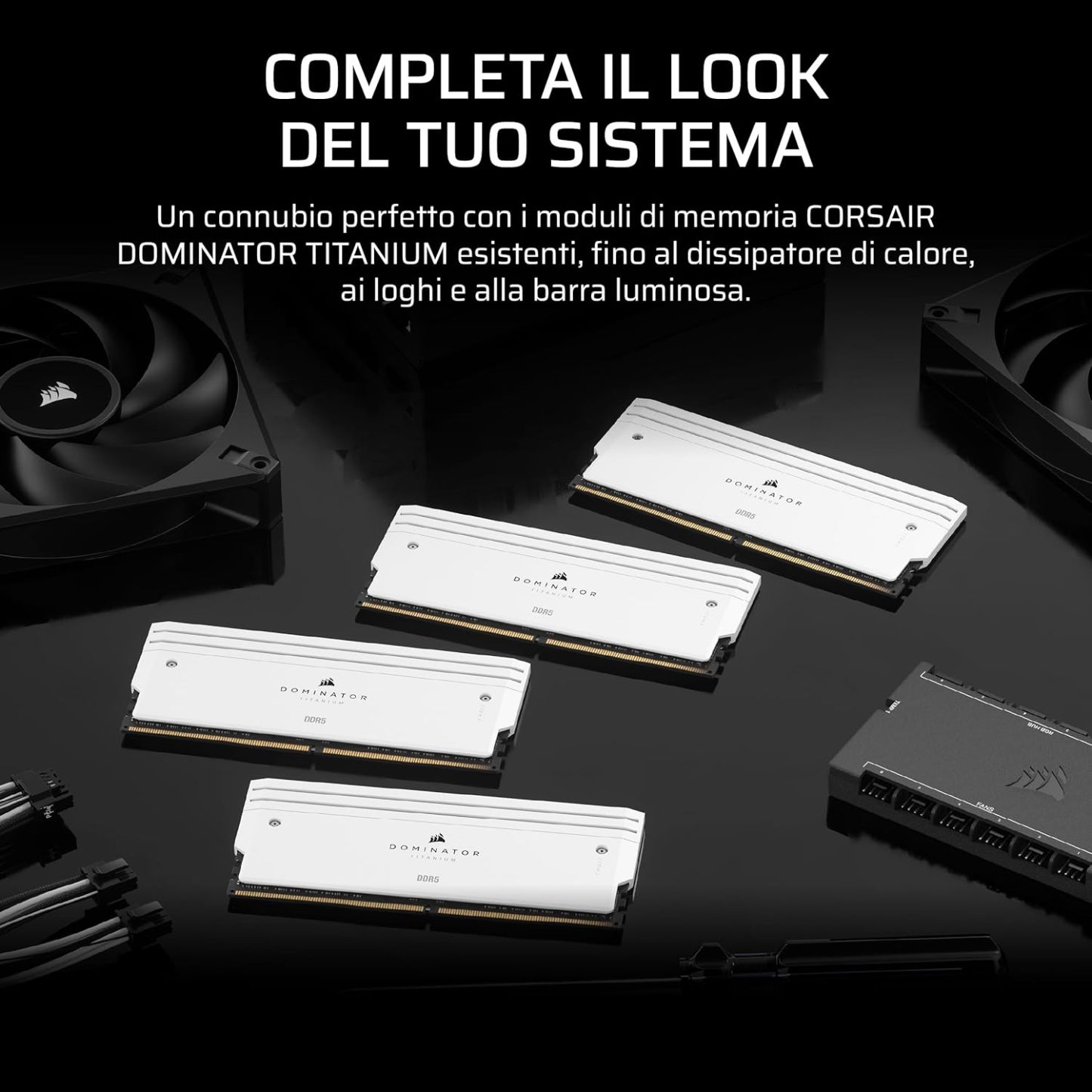 CORSAIR Dominator Titanium DDR5 RGB Light Enhancement Kit â€“ 2X Modules â€“ 0GB RAM â€“ iCUE Compatible â€“ White