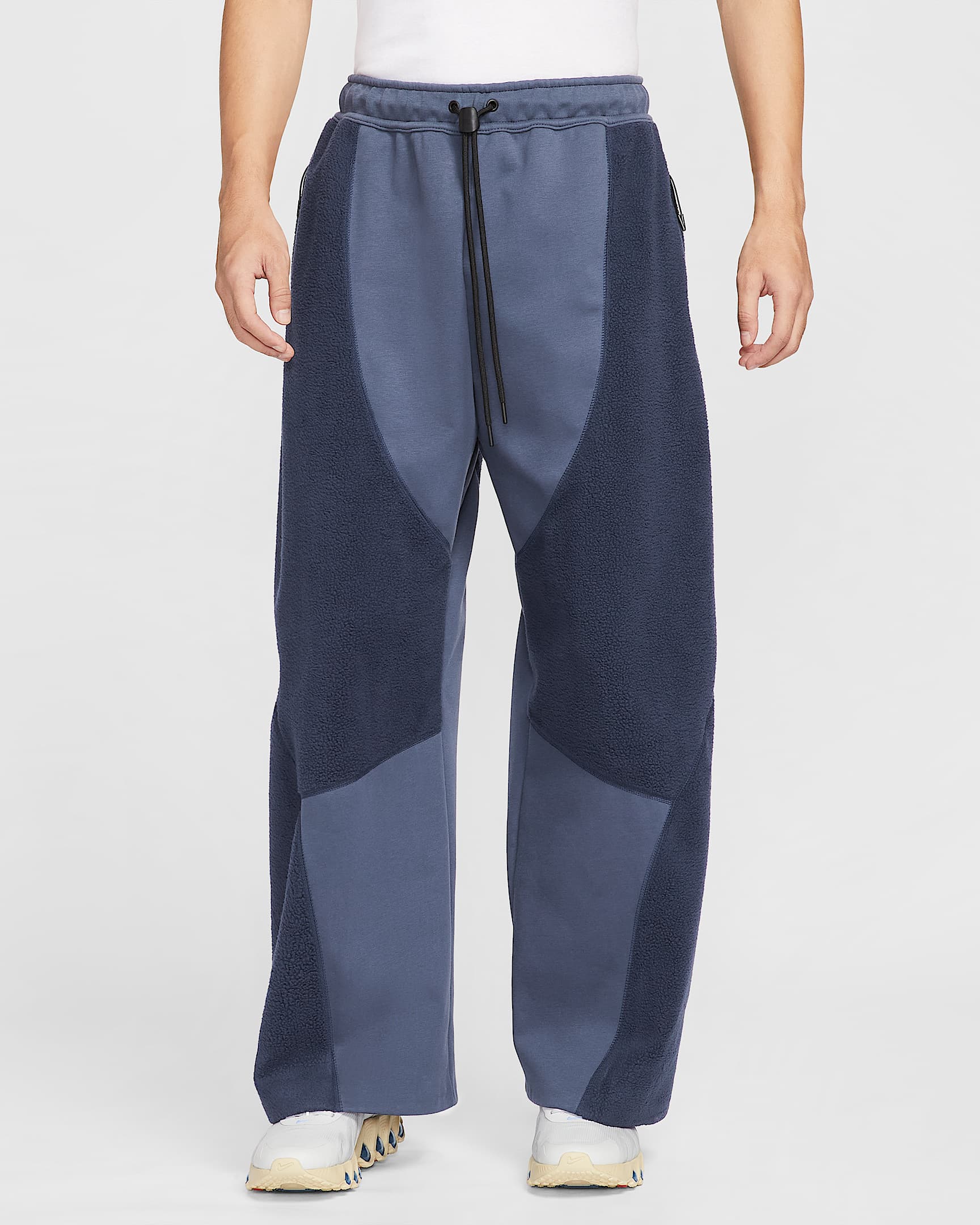 男子摇粒绒拼接直筒长裤