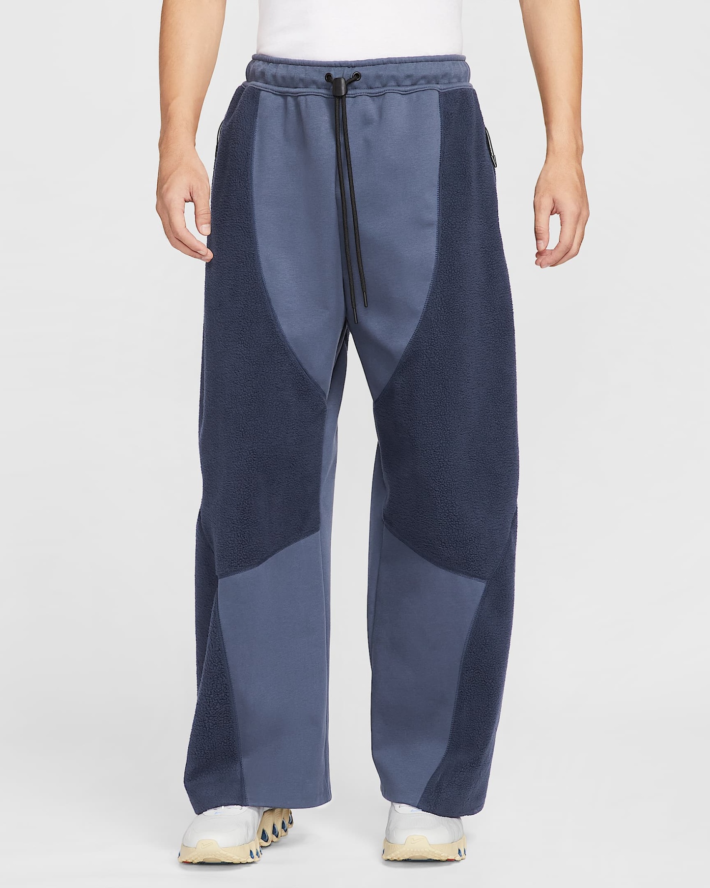 男子摇粒绒拼接直筒长裤