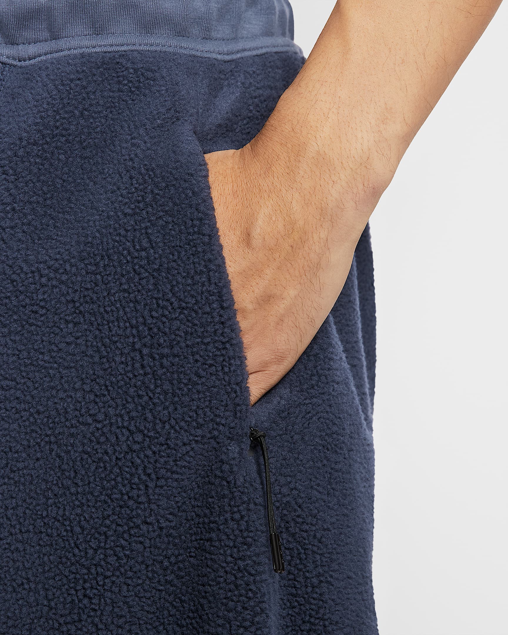 男子摇粒绒拼接直筒长裤