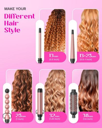 Wavytalk Multi Curl, 5 to 1 Ceramic Curling Wand, 1/2 a 11/2 pulgadas and cepillo