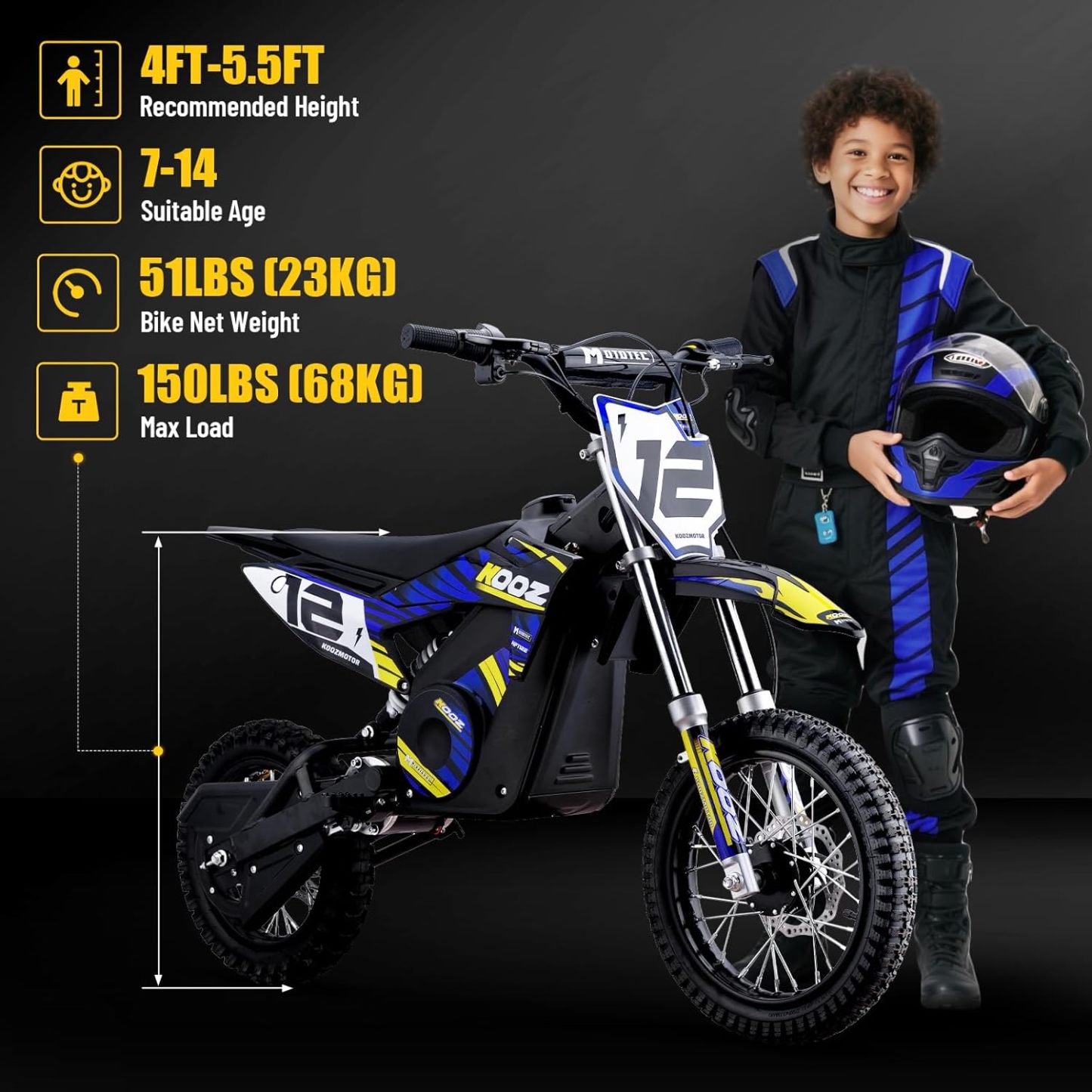 36V 1000W Electric Dirt Bike for Kids(HP112E PRO)