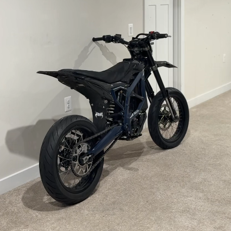 Custom Midnight Blue Surron Light Bee Supermoto | Yellow Headlight, Stealth Urban Build