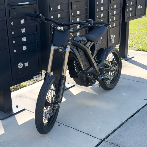 Custom Blacked-Out Surron Light Bee X Supermoto | Gold Forks, Dual Headlight, Street-Tire Conversion