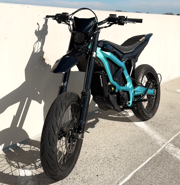 Custom Surron Light Bee Electric Supermoto | Tiffany Blue Frame, 17" Street Tires, Full Street Legal Ready