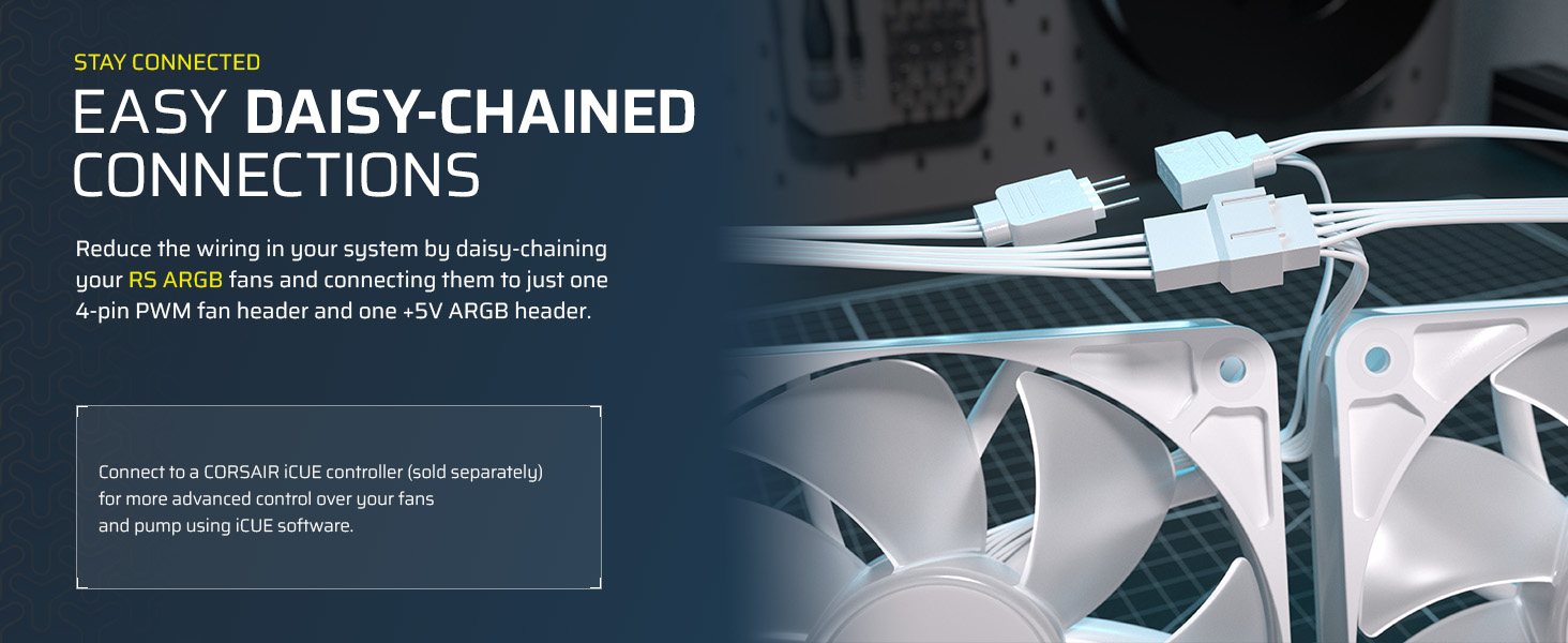 daisy chain fans; daisy chained connections; corsair iCUE; 