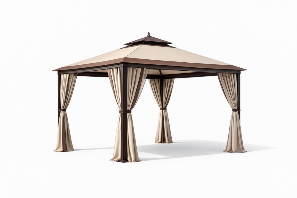 Gazebo da Esterno con Struttura in Alluminio e Poliestere Beige 300x300x260 cm