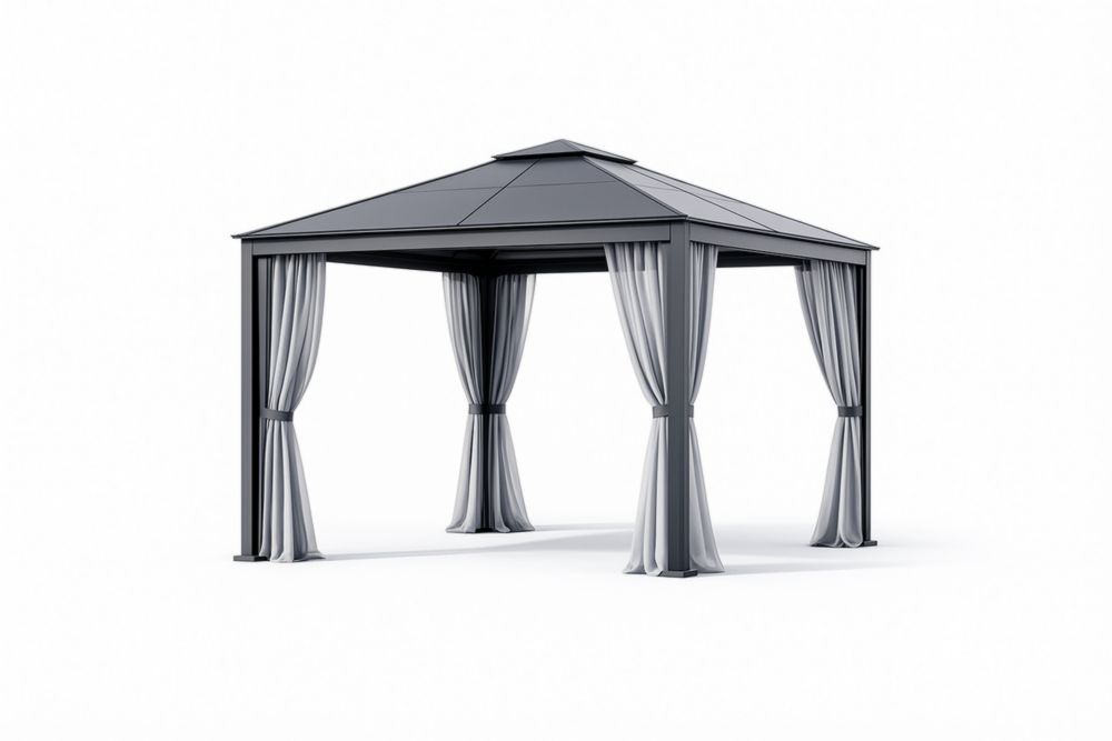 Gazebo da Giardino in Alluminio e Tessuto Grigio