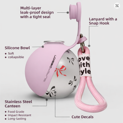 Dog Water Bottle with Bowl