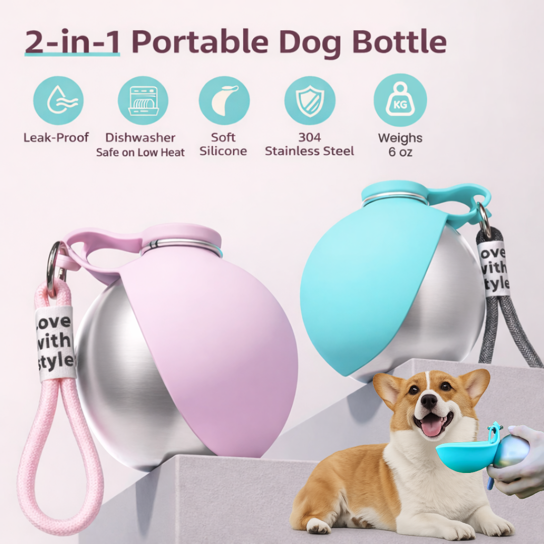 Dog Water Bottle with Bowl