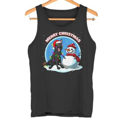 German Shepherd Christmas Lights Dog Art Tank Top