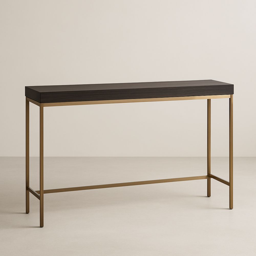 Console rectangulaire en métal noir et doré 120 x 30 x 80 cm