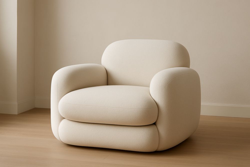 Fauteuil en tissu polyester beige
