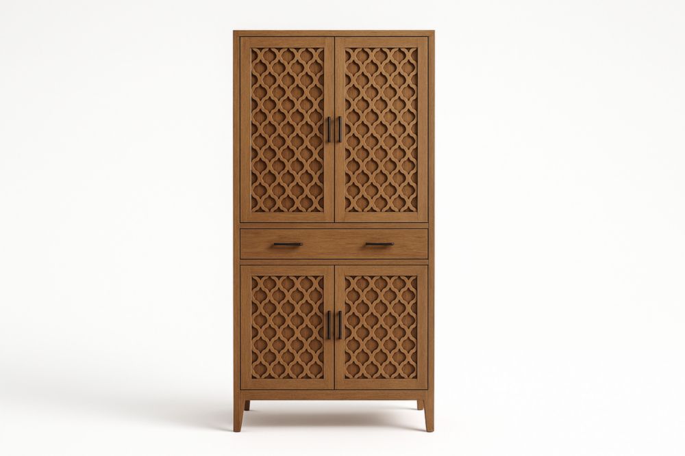 Armoire en bois massif sculpté brun 180x80x40 cm