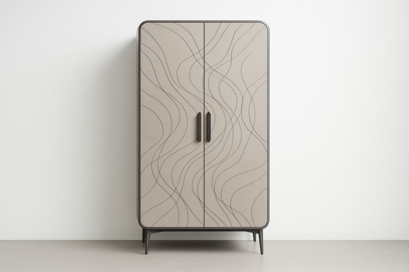 Armoire 2 Portes en MDF et Métal Beige