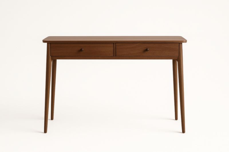 Table Console en Bois de Noyer avec Deux Tiroirs