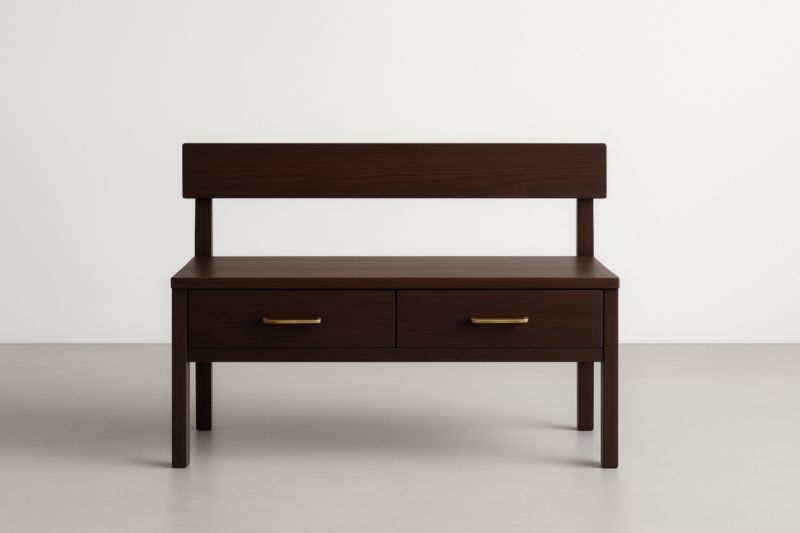 Banc en bois avec tiroirs marron