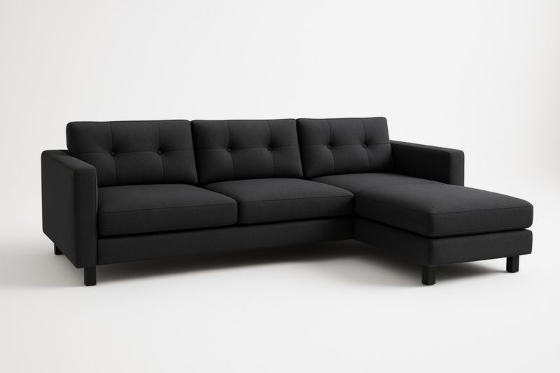 Canapé d'angle en tissu noir