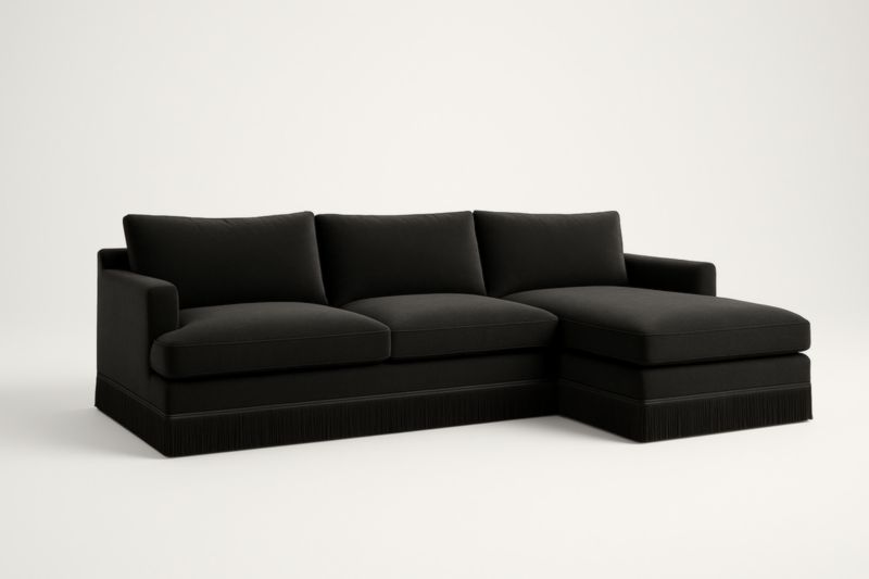 Canapé d'angle en tissu noir