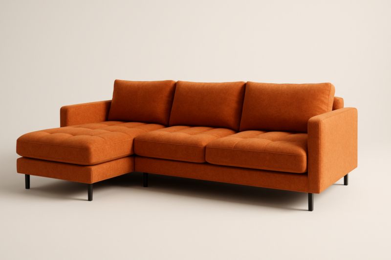 Canapé d'angle en tissu orange