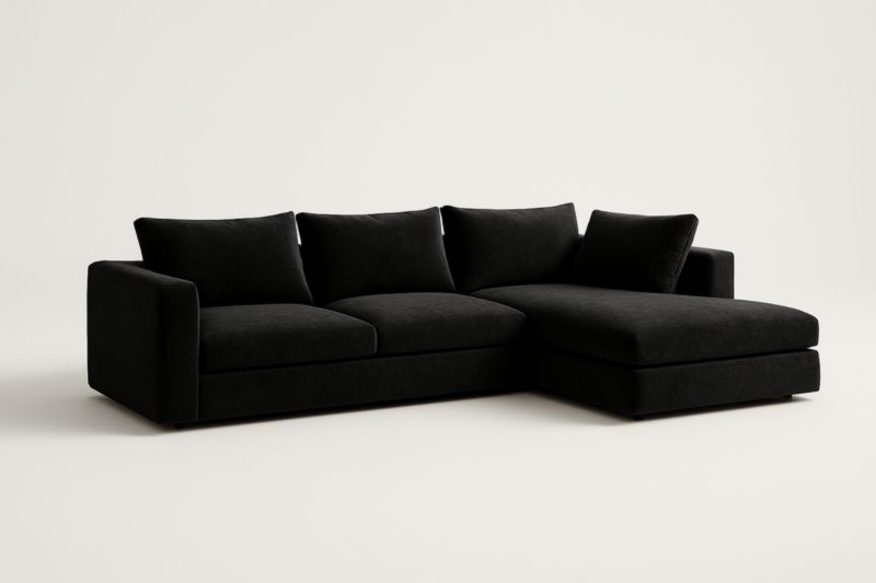 Canapé d'Angle en Tissu Noir 300 cm