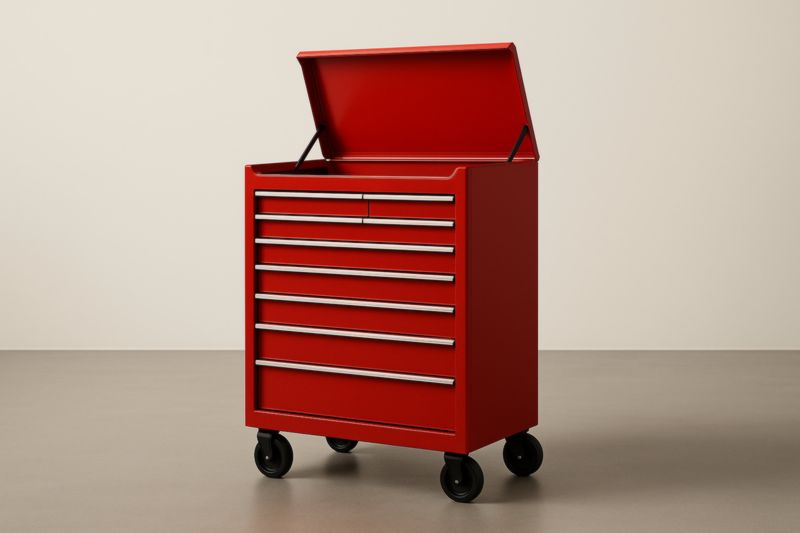 Armoire à outils roulante métal rouge 7 tiroirs longueur 72 cm