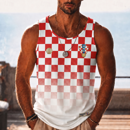 Men's Croatia Football Print Fan Tank Top