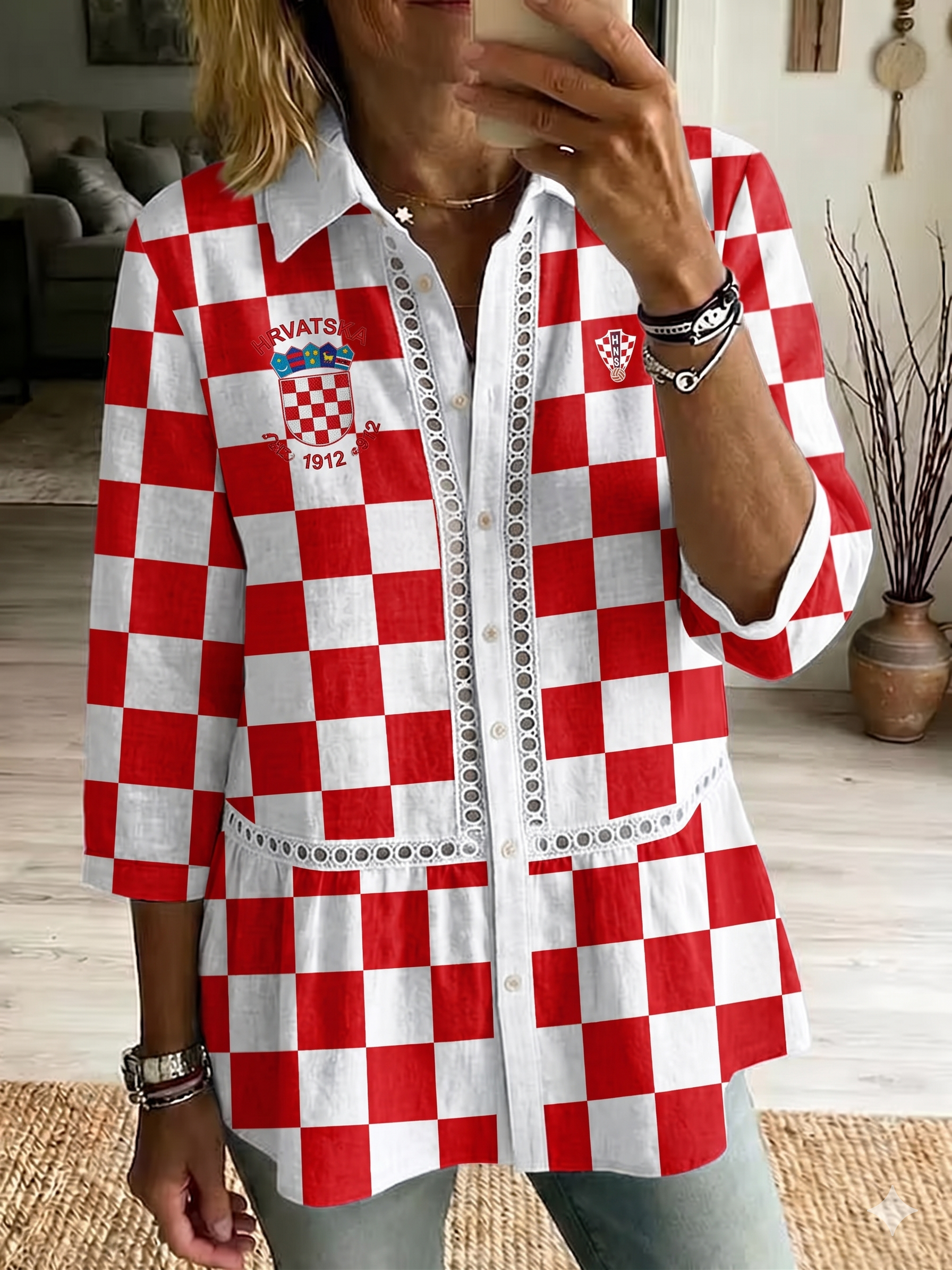 Women's Retro Croatia Fan Top