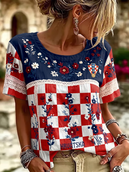 Women's Retro Croatia Fan Top