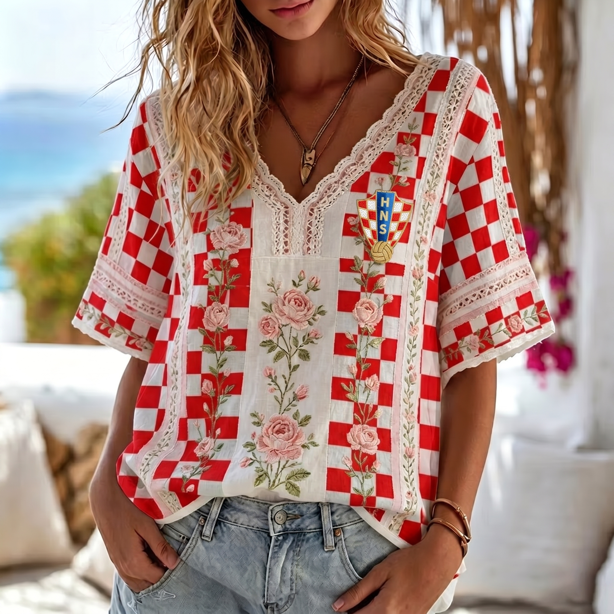 Women's Retro Croatia Fan Top