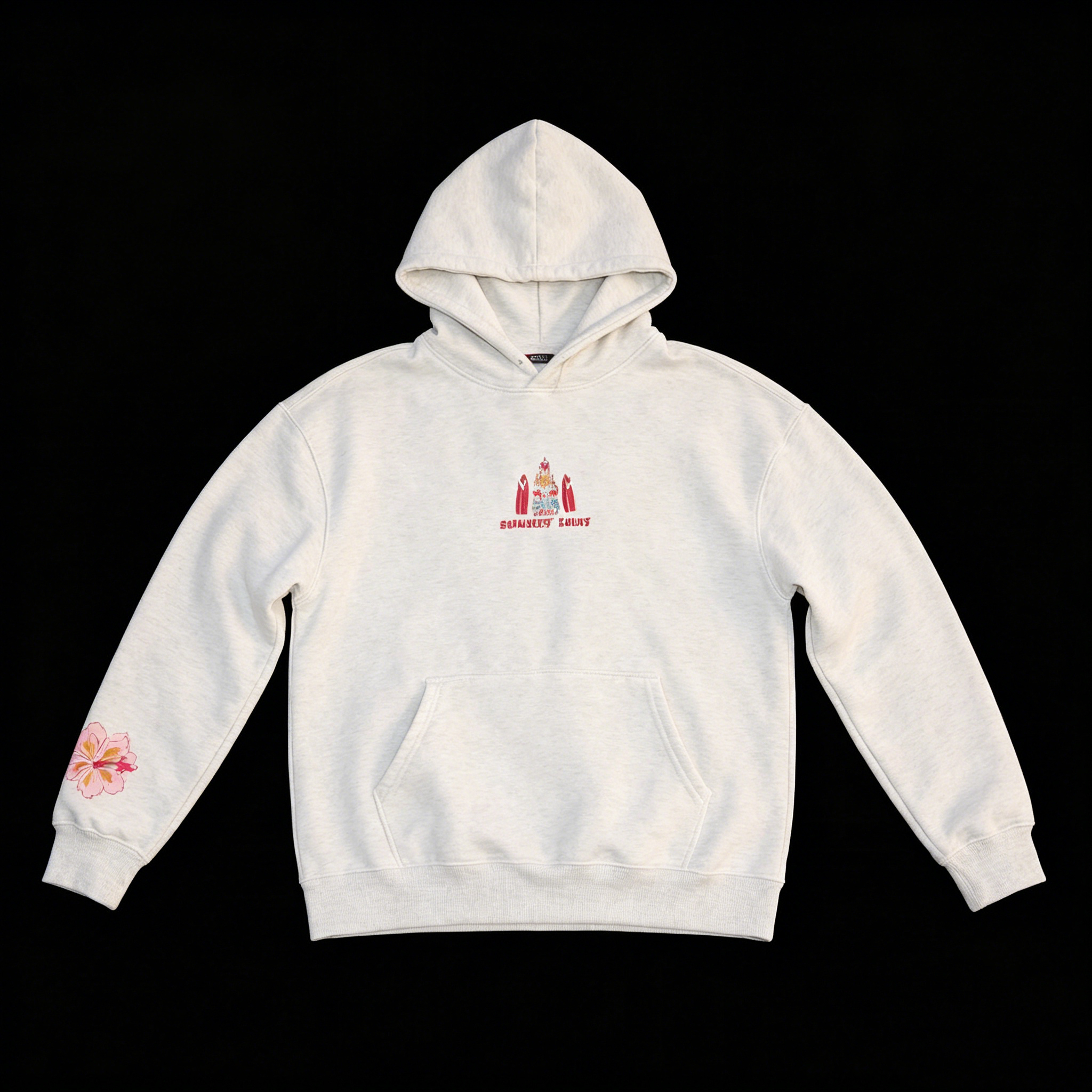 Sunset Surf Tropical Embroidered Pullover Hoodie