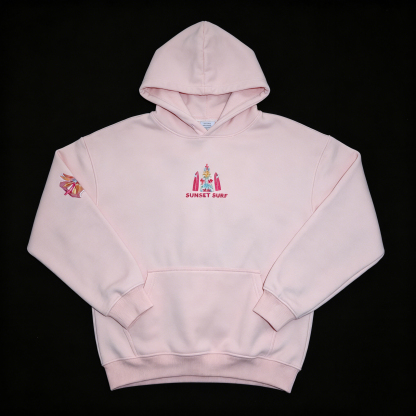 Sunset Surf Tropical Embroidered Pullover Hoodie