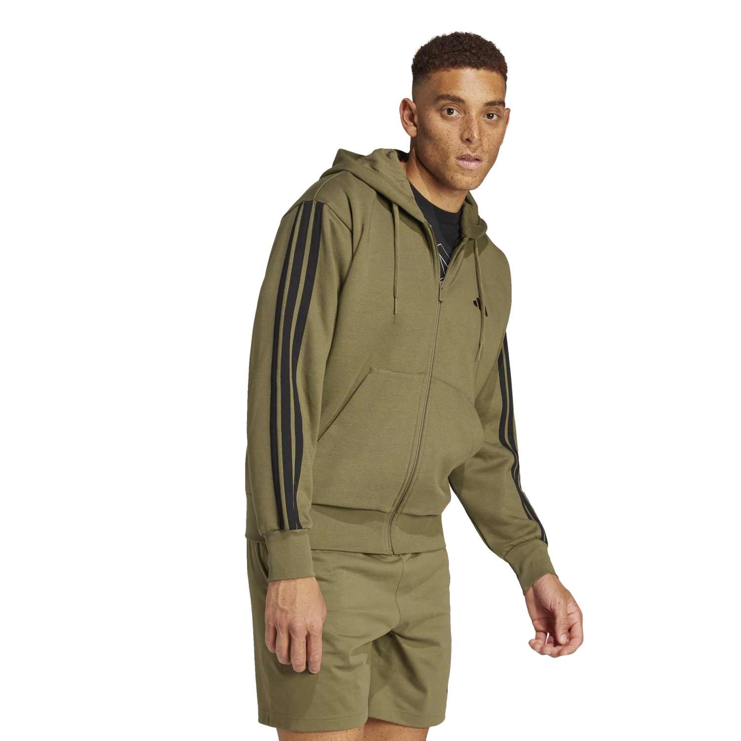 3 Stripes Fleece FZ Hoody -Mens