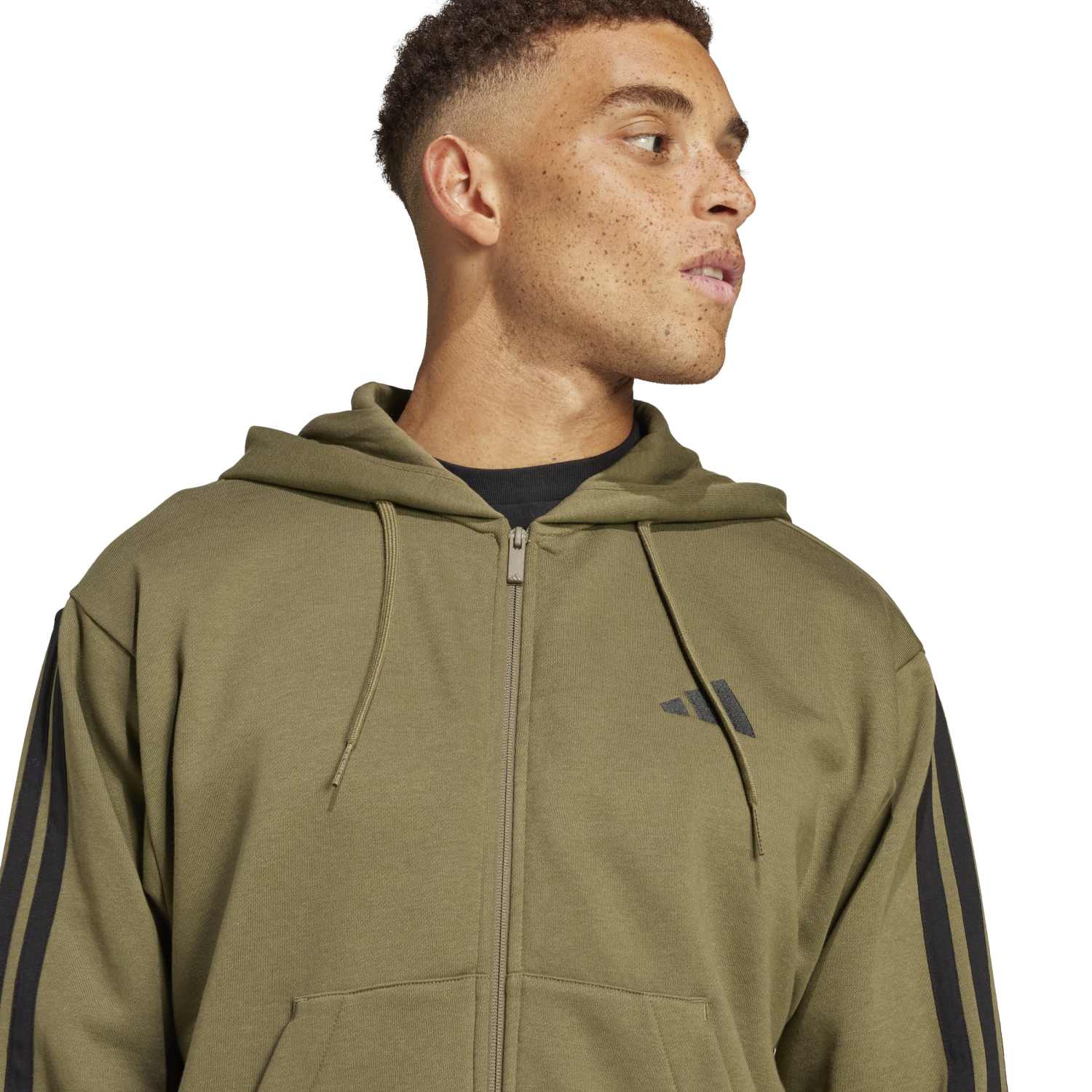 3 Stripes Fleece FZ Hoody -Mens