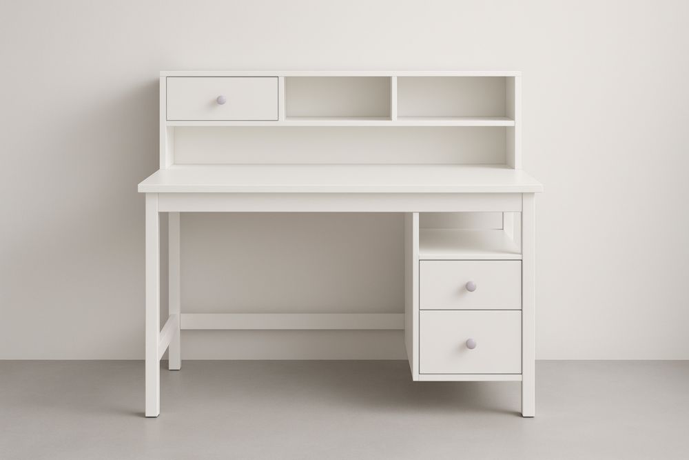 Bureau en MDF avec tiroirs et étagères Blanc-elmroven