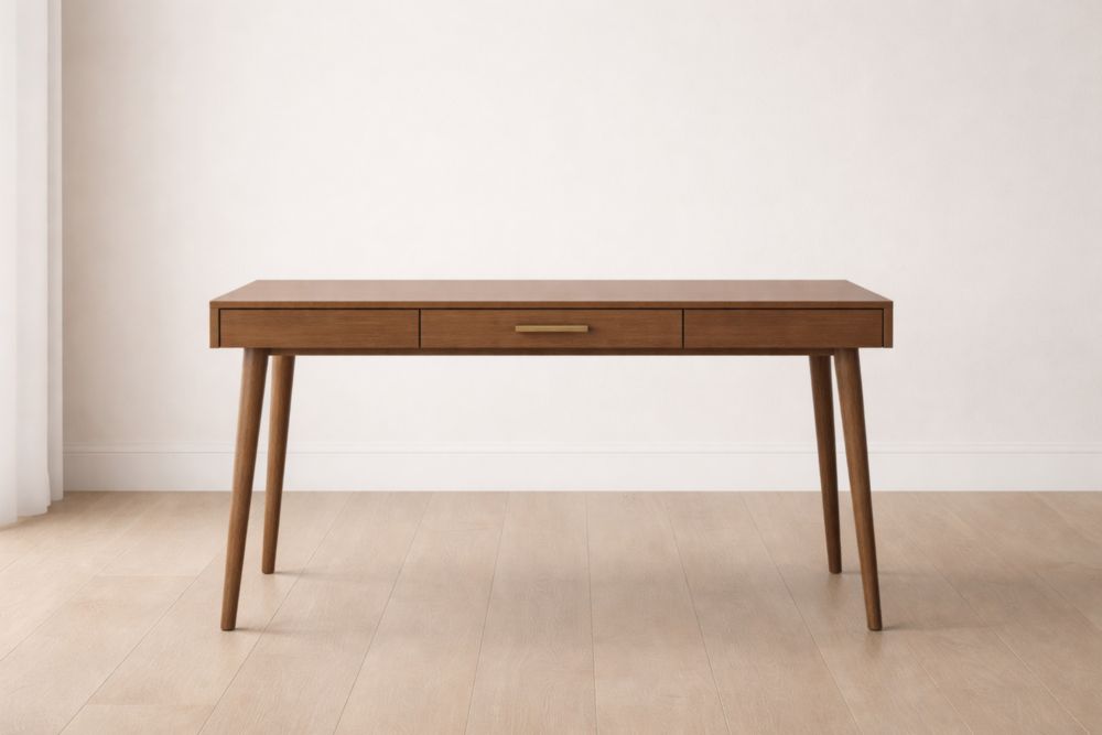 Bureau rectangulaire en bois avec tiroir couleur Chêne-elmroven