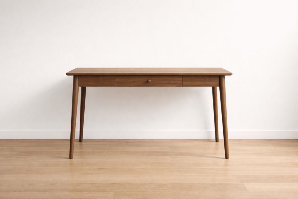 Bureau rectangulaire en bois massif avec tiroir 120cm x 60cm x 75cm-elmroven