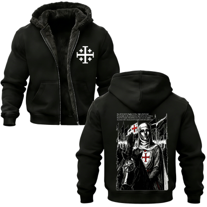 Baldwin IV Vintage Printed Zippered Hooded Fleece Cardigan-Limited Sale