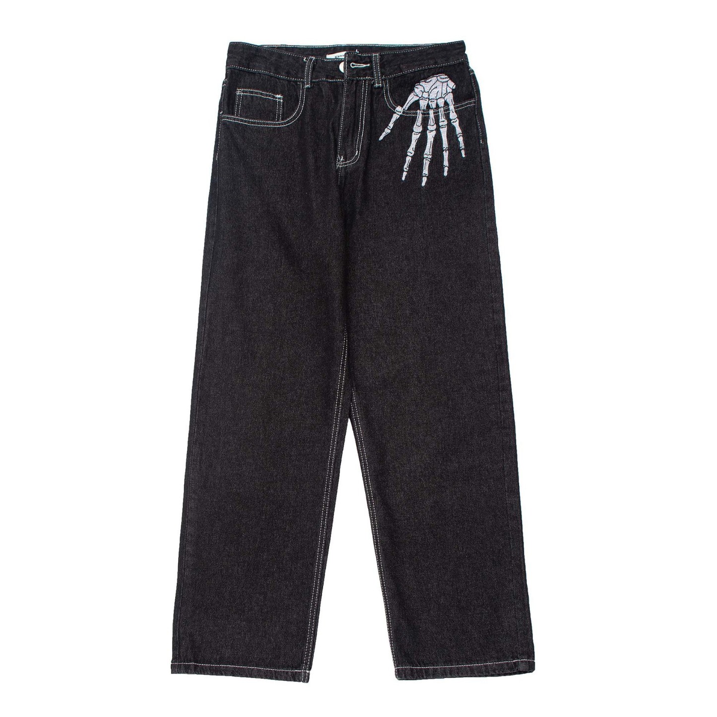 Streetwear dark-style bone print jean-Limited Sale