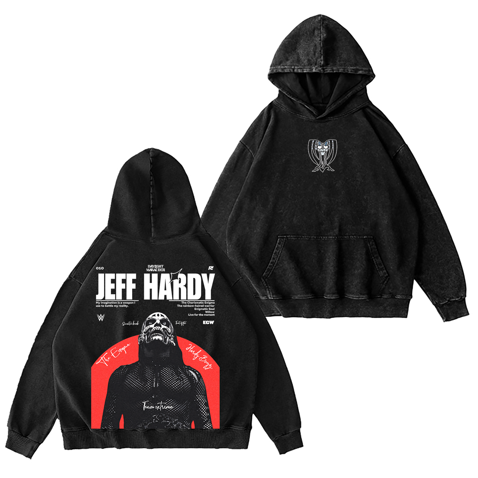 Jeff Hardy Enigma Vintage Wrestling Unisex Washed Hoodie-Limited Sale