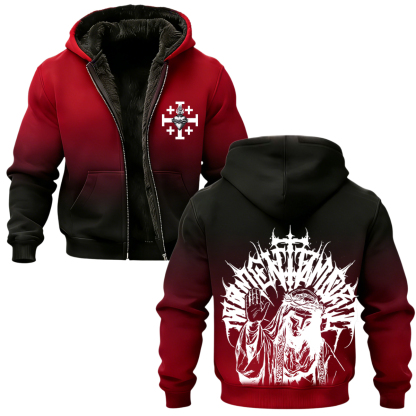 Baldwin IV Vintage Printed Zippered Hooded Fleece Cardigan-Limited Sale