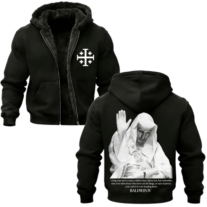 Baldwin IV Vintage Printed Zippered Hooded Fleece Cardigan-Limited Sale