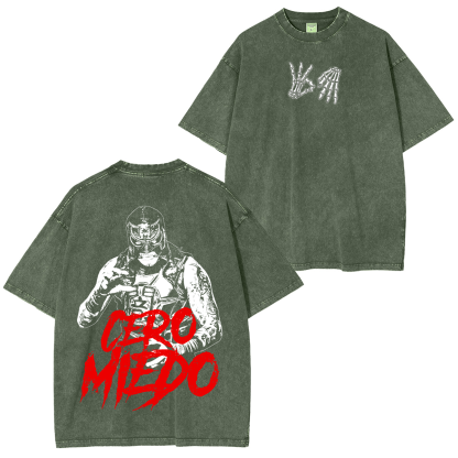Cero Miedo ,Penta El Zero Miedo Unisex Washed T-Shirt-Limited Sale