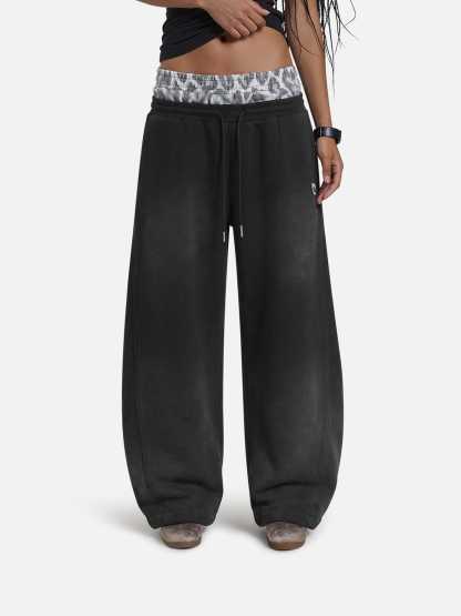 Aelfric Eden Leopard Double Waist Baggy Sweatpants-Limited Sale