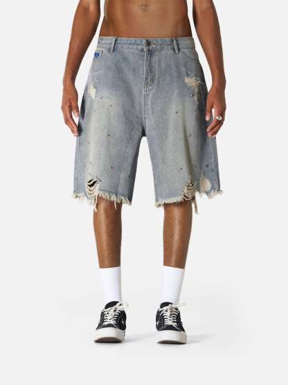 Aelfric Eden Rhinestone Application Jorts-Limited Sale