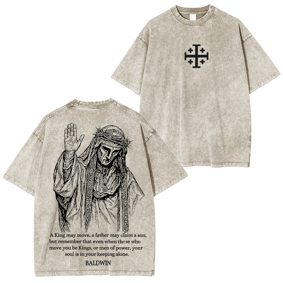 Baldwin IV never gave in to illness King of Jerusalem Washed Unisex T-Shirt-Limited Sale