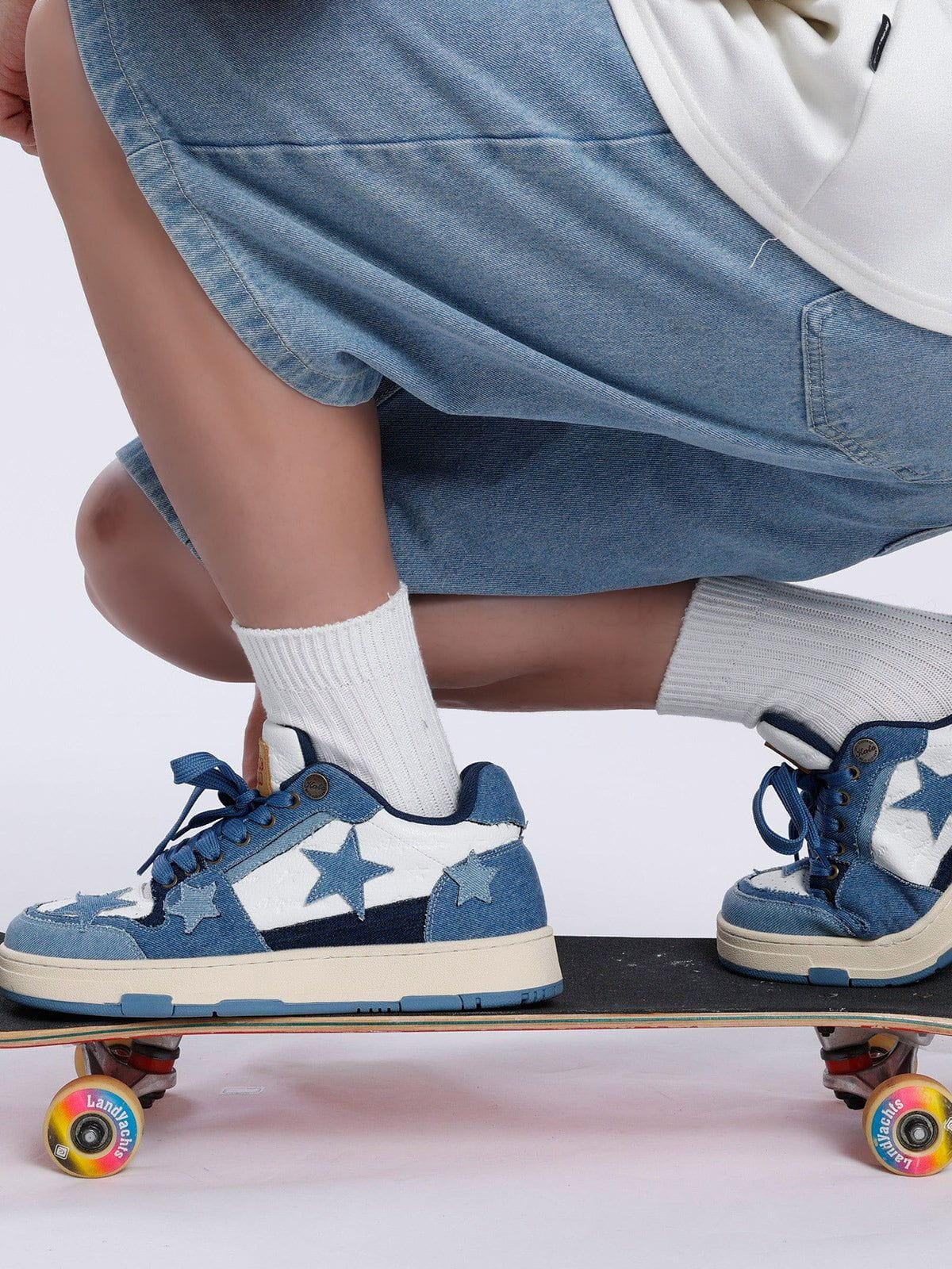 Starry Climb Stars Casual All-Match Denim Skate Shoes-Limited Sale
