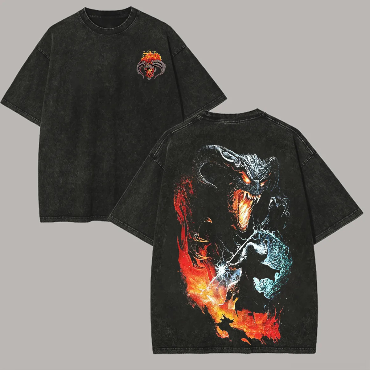 The Lord of the Rings Balrog Printed Unisex Washed T-Shirt-Limited Sale