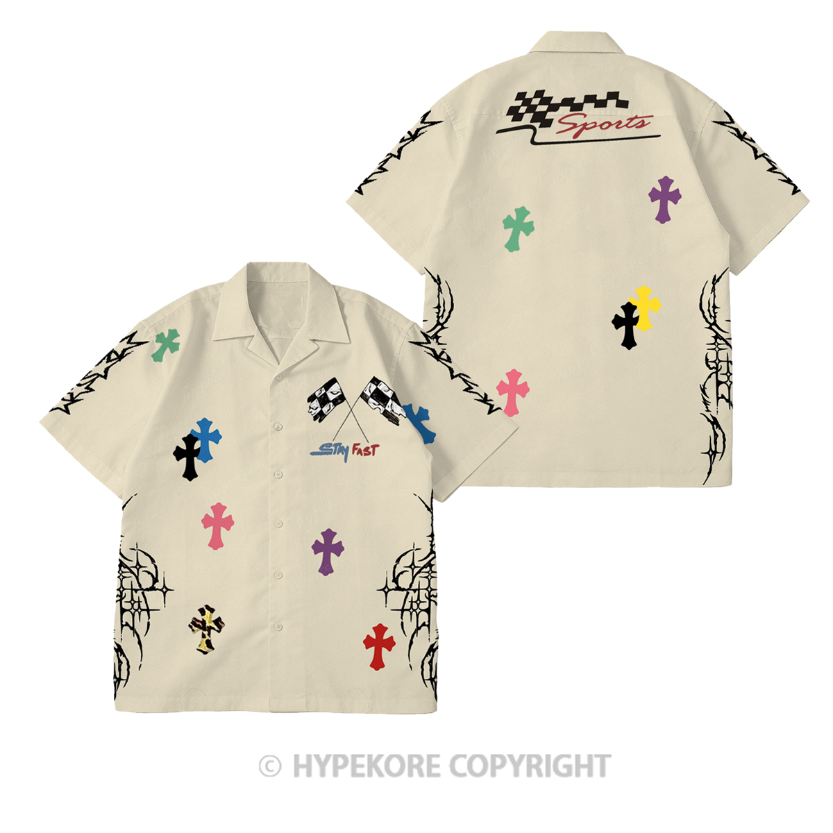 cross Short-Sleeve Printed Casual Suit-Limited Sale